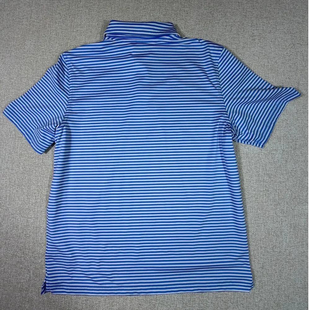 Vineyard Vines Performance Men XL Blue White Striped Golf Polo Athleisure Shirt - Picture 2 of 7